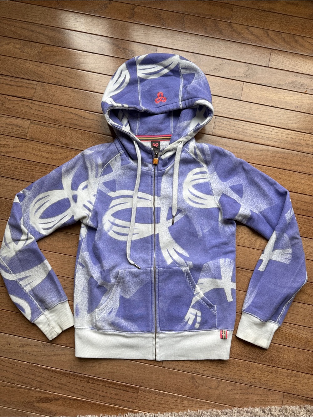 TNA Purple and White Graphic Zip Hoodie